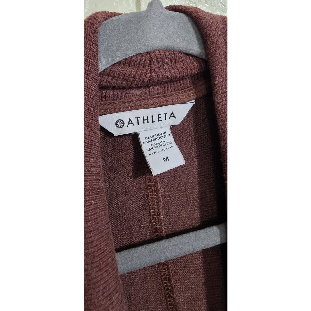 ATHLETA Pranayama Restore Wrap Cardigan Warm Brown Size Medium Athleisure Drape - Picture 4 of 10